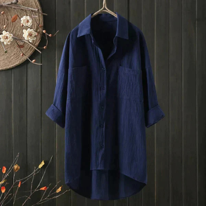 Levoire | Chemise En Lin Pour Femmes Surdimensionnée Bleu