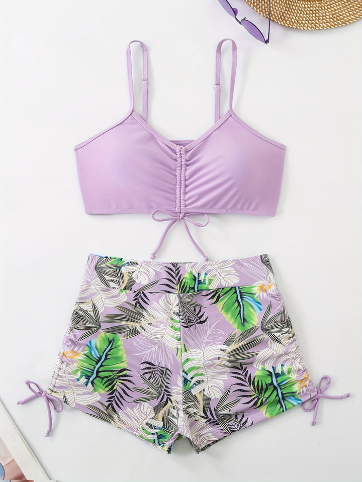 Levoire | Bikini Taille Haute Avec Imprimé Tropical De Feuillage