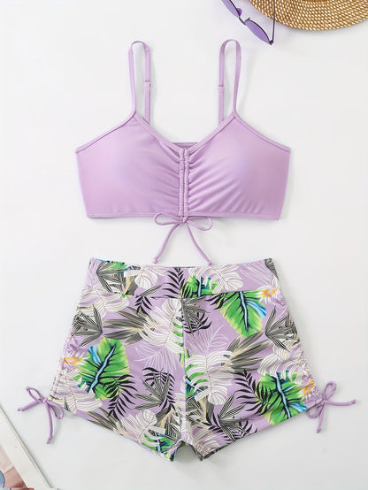 Levoire | Ensemble De Bikini Taille Haute Avec Motif Tropical Pour Femmes