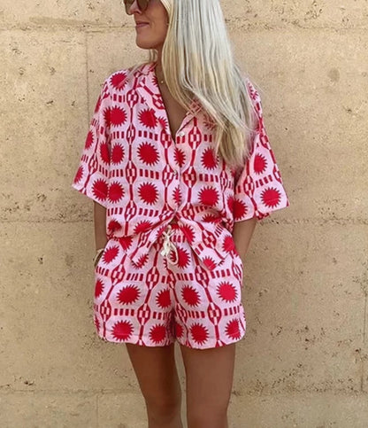 Levoire | Ensemble D'Été À Deux Pièces Rose Imprimé