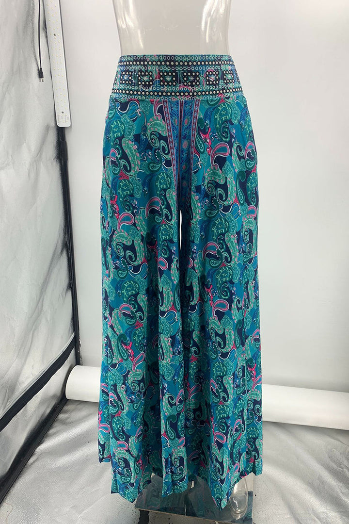Levoire | Pantalons Taille Haute Patchwork À Impression Collégiale Décontractée Avec Impression Sur Toute La Surface