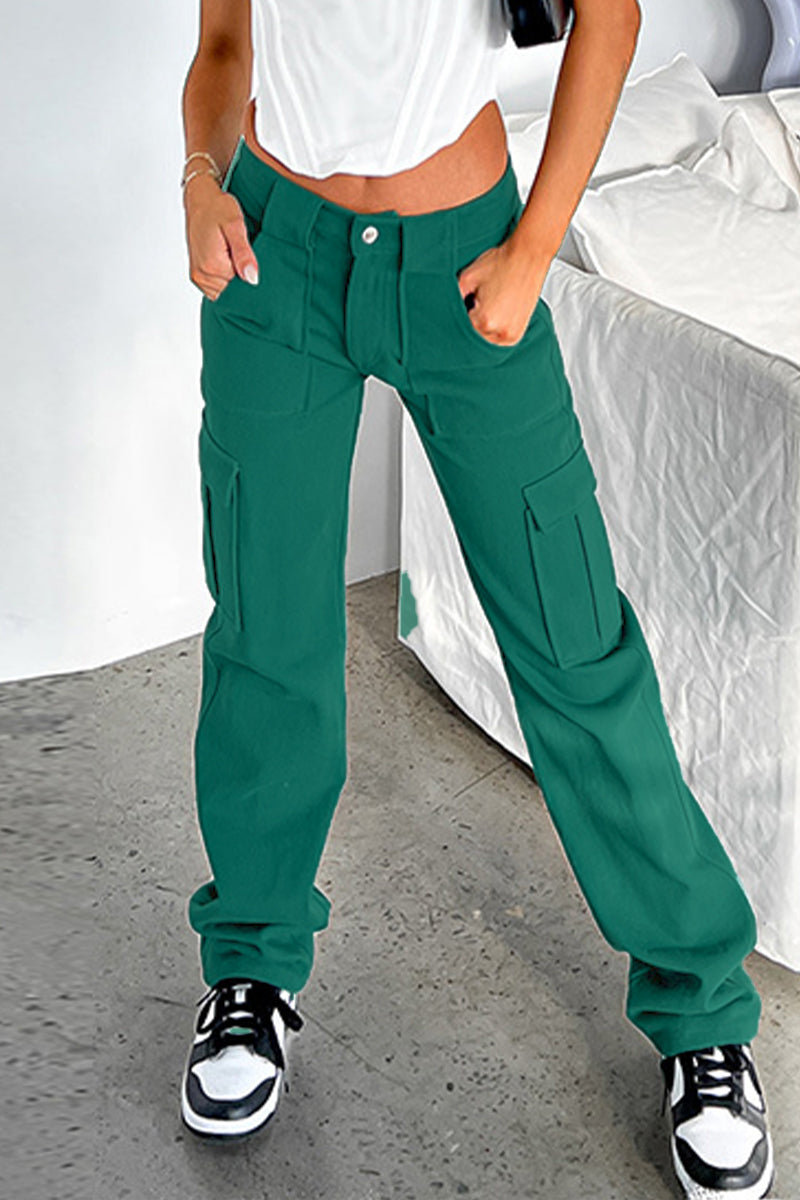 Levoire | Pantalons Skinny Unis Taille Moyenne Décontractés Malachite vert