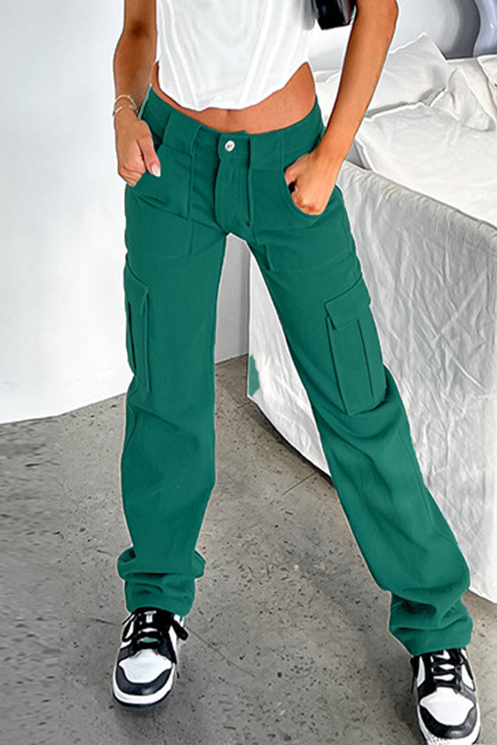 Levoire | Pantalons Skinny Unis Taille Moyenne Décontractés Malachite vert