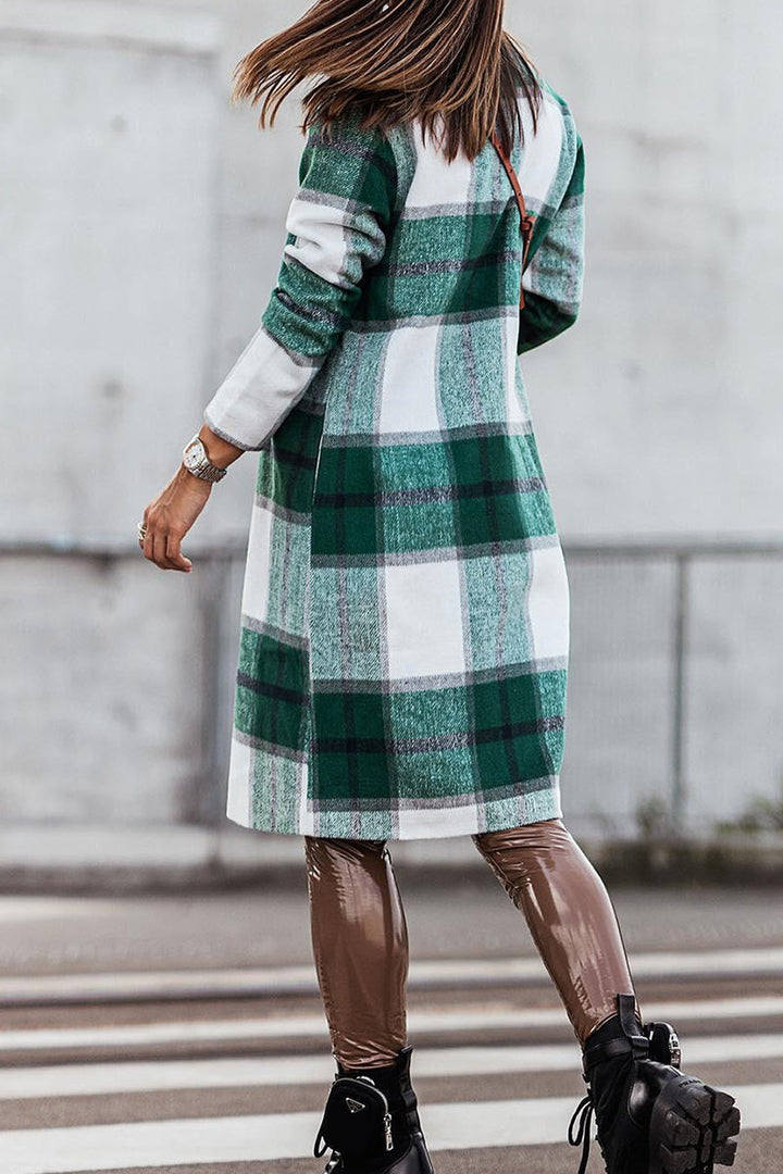 Levoire | Style Britannique Élégant À Motifs À Carreaux Contrastés Avec Col Retourné Outerwear