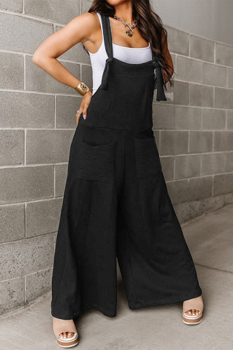 Levoire | Décontracté Simple Sacs À Col U Jumpsuits Amples Noir