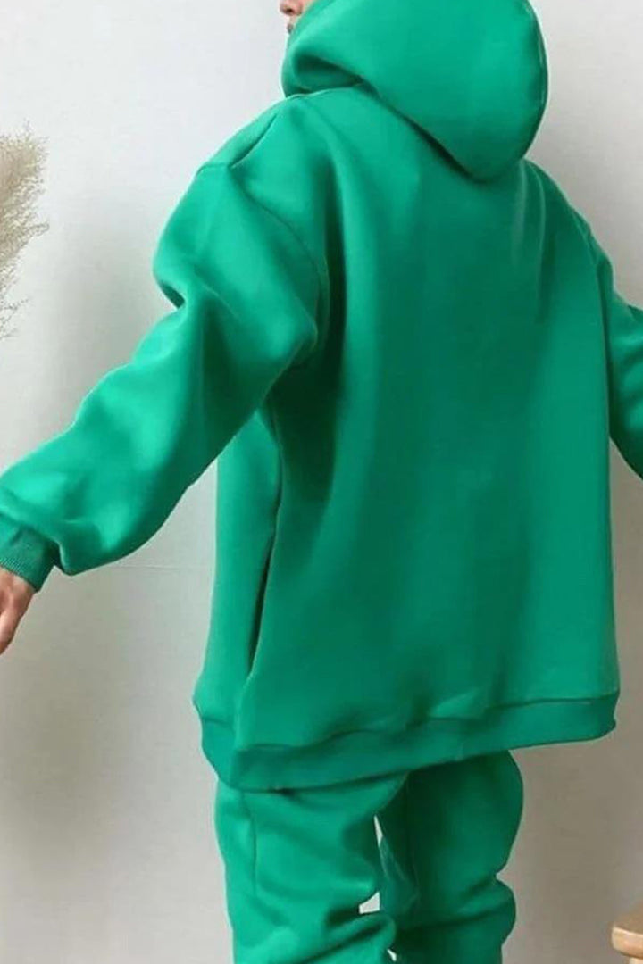 Levoire | Décontracté Simple Sacs Capuche Col Long Manches Deux Pièces