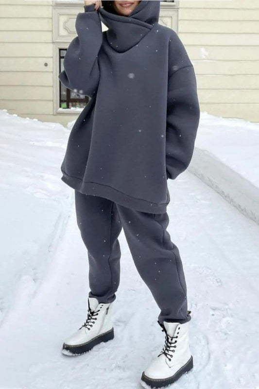 Levoire | Décontracté Simple Sacs Capuche Col Long Manches Deux Pièces