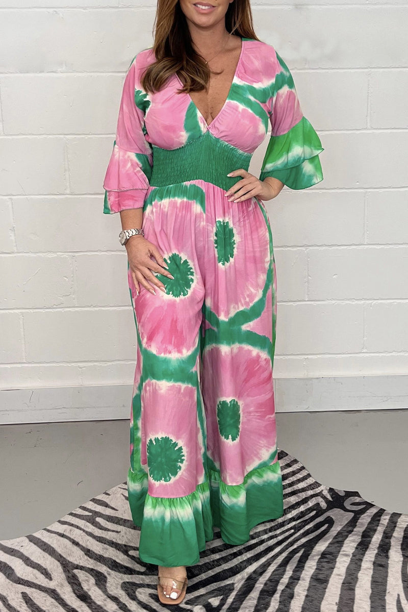 Levoire | Détente Collège Impression Patchwork Encolure Décontractée Salopettes Rosa