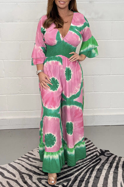 Levoire | Détente Collège Impression Patchwork Encolure Décontractée Salopettes Rosa