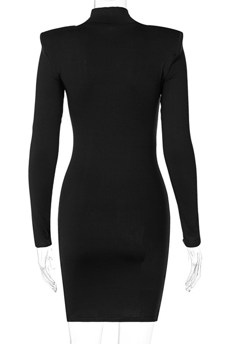 Levoire | Robe Crayon Élégante Unie Avec Fente Et Col Roulé Mi-A