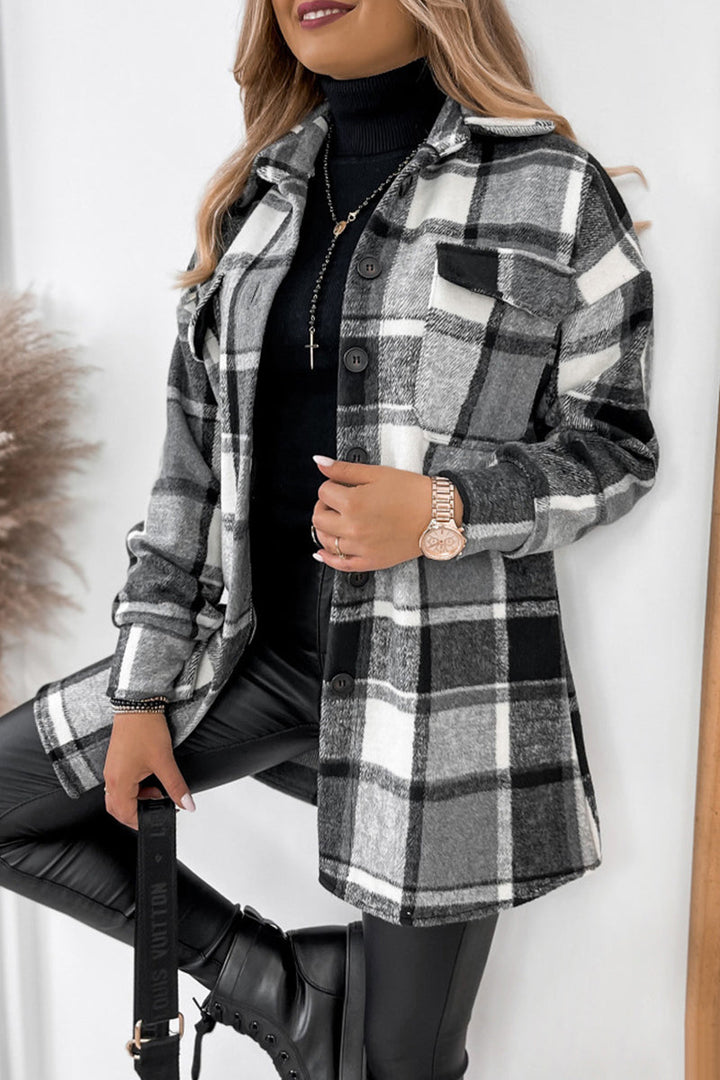 Levoire | Chemise Décontractée À Motifs Carreaux Avec Col Noir