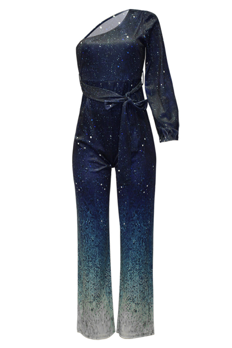 Levoire | Sexy Célébrités Changement Progressif Avec Ceinture Imprimé Col Asymétrique Jumpsuits Réguliers