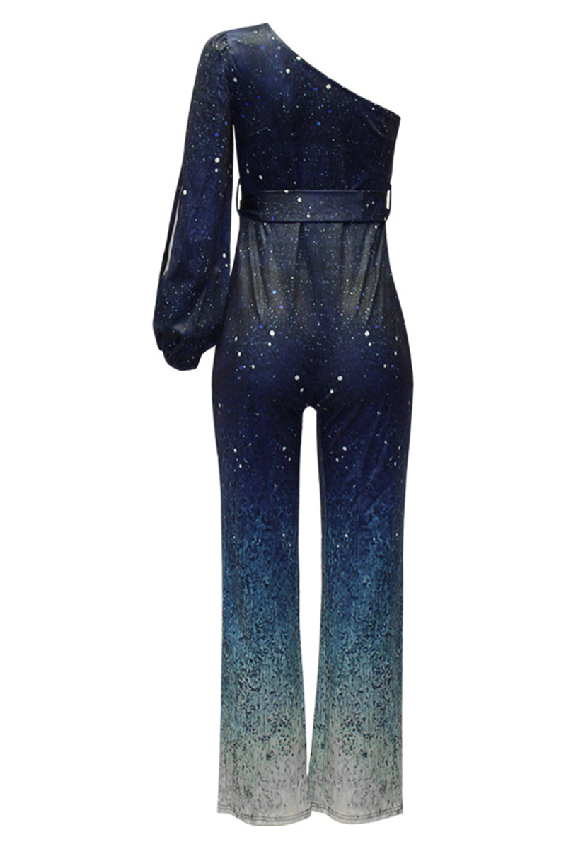 Levoire | Sexy Célébrités Changement Progressif Avec Ceinture Imprimé Col Asymétrique Jumpsuits Réguliers