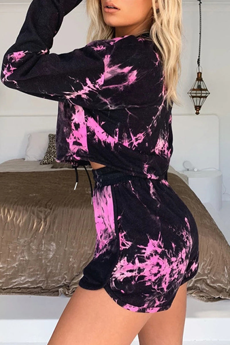 Levoire | Décontracté Changement Progressif Imprimé Col O Manches Longues Deux Pièces