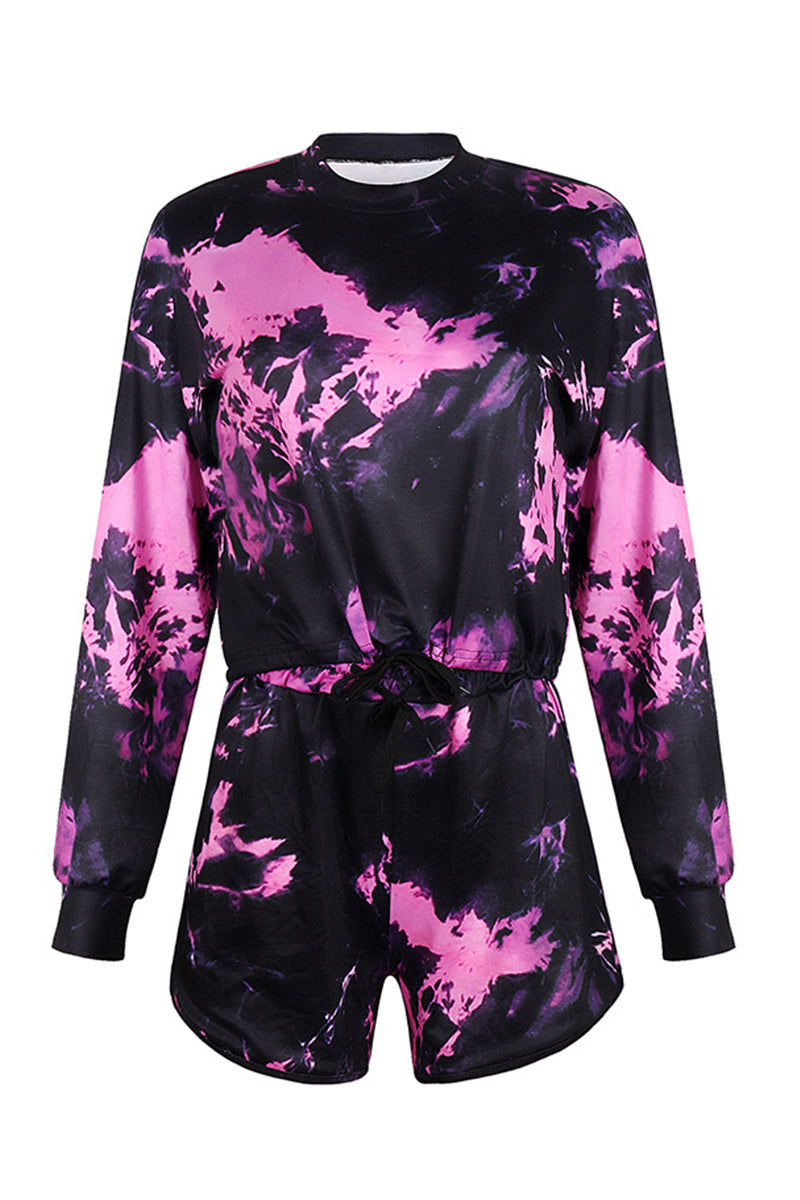 Levoire | Décontracté Changement Progressif Imprimé Col O Manches Longues Deux Pièces