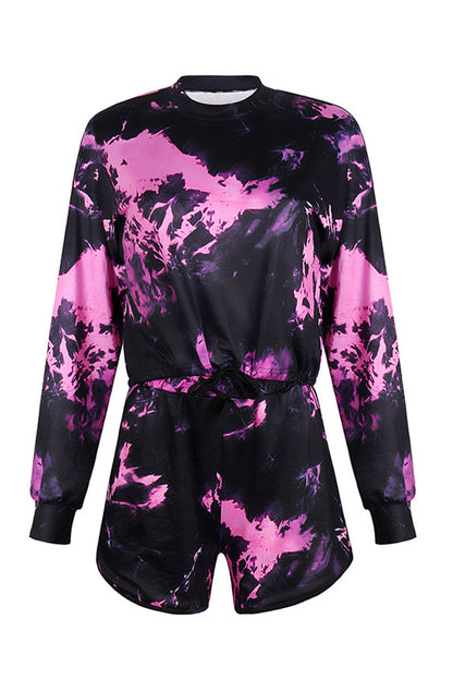 Levoire | Décontracté Changement Progressif Imprimé Col O Manches Longues Deux Pièces