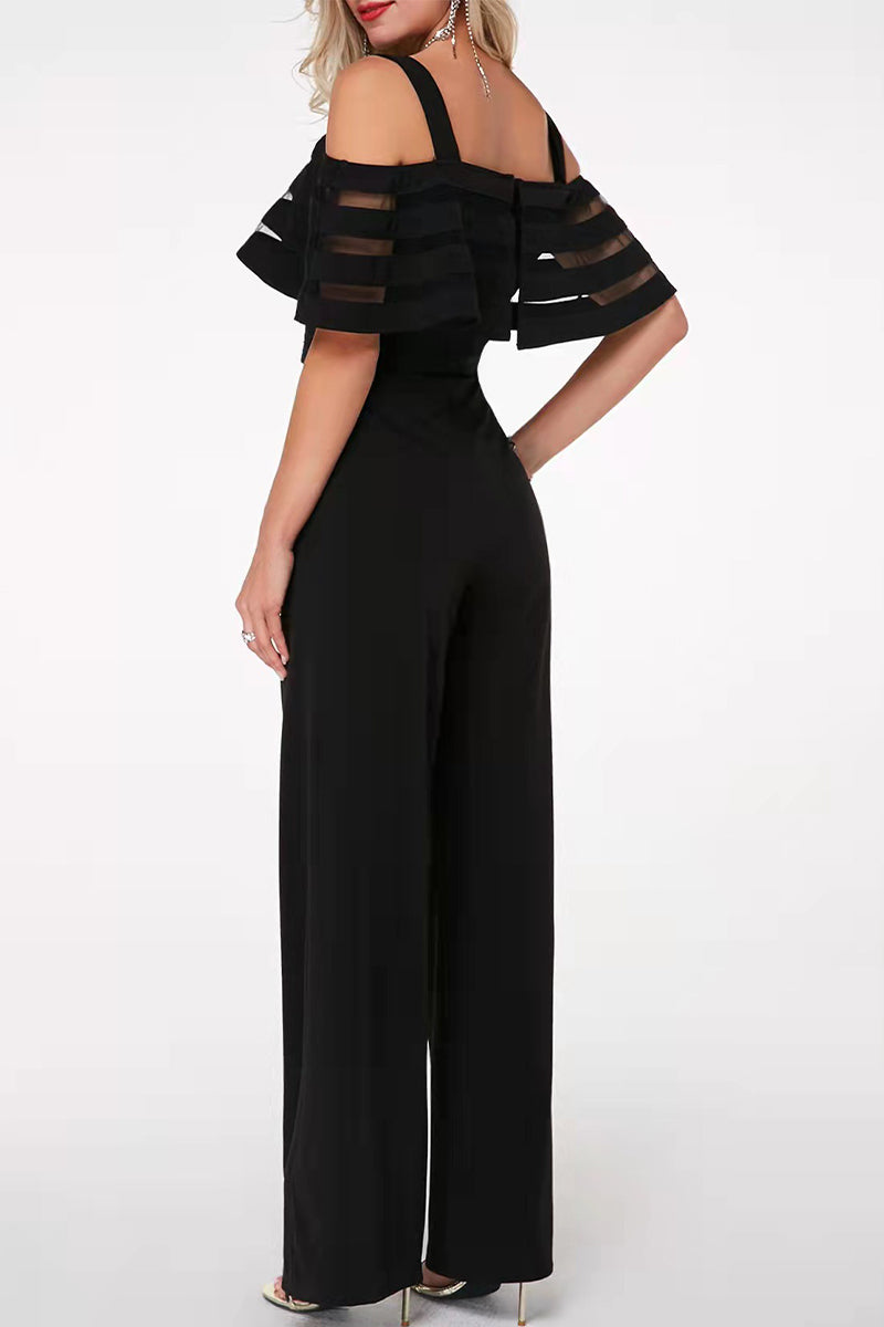 Levoire | Élégant Solide Patchwork Offshoulder Combinaisons Régulières