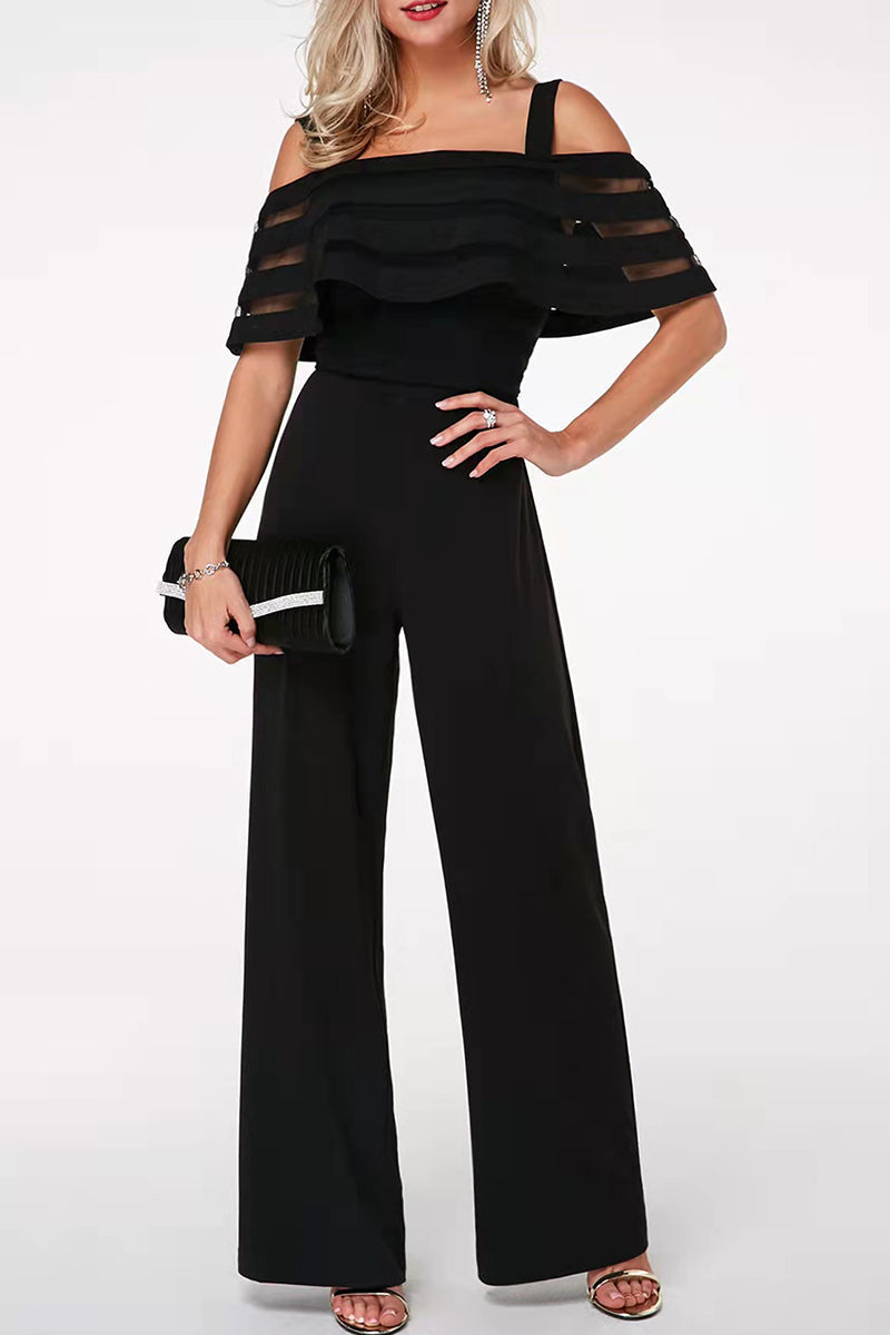 Levoire | Élégant Solide Patchwork Offshoulder Combinaisons Régulières