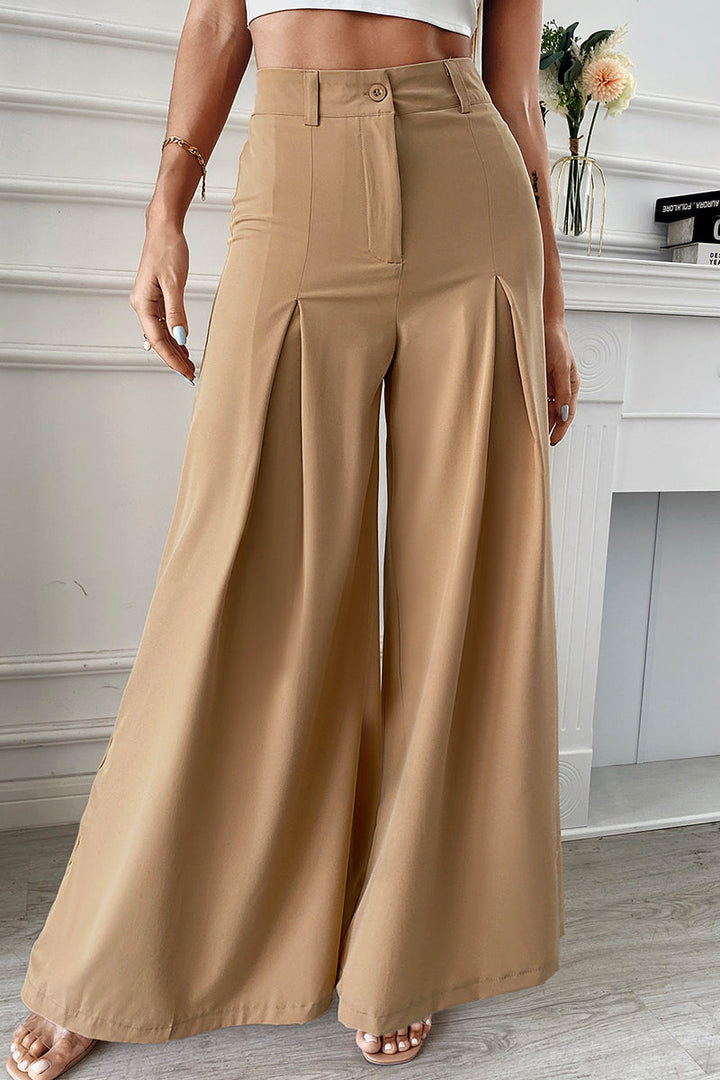 Levoire | Pantalons Larges En Couleur Unie Plissés Élégants (Sans Ceinture) Khaki