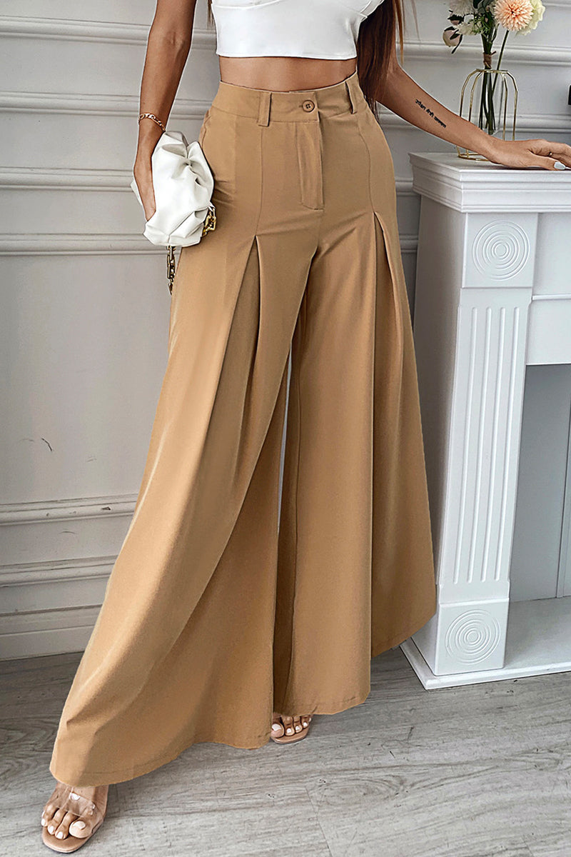 Levoire | Pantalons Larges En Couleur Unie Plissés Élégants (Sans Ceinture)