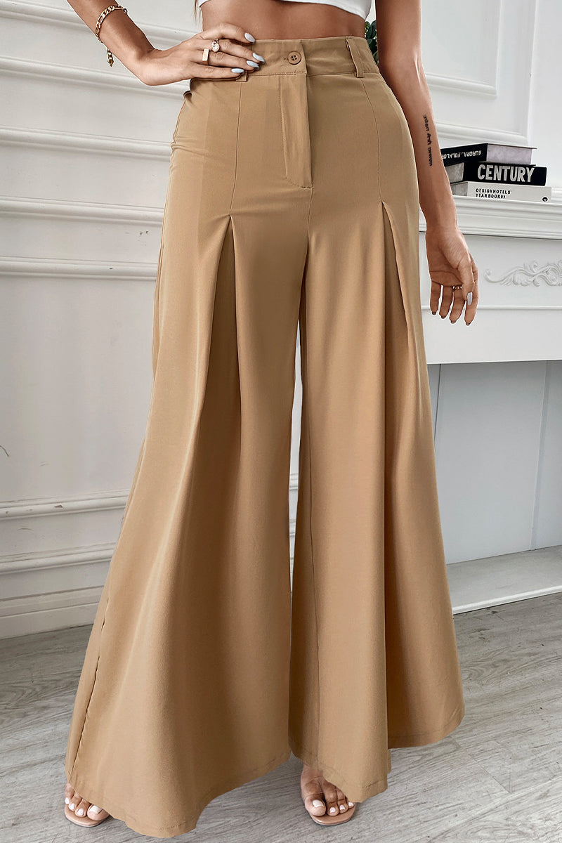 Levoire | Pantalons Larges En Couleur Unie Plissés Élégants (Sans Ceinture)