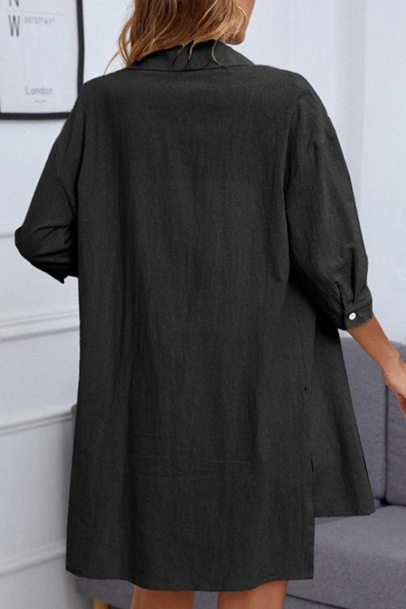 Levoire | Simplicité Décontractée Sac Simple Col Rabattu Manches Mi-Longues Deux Pièces