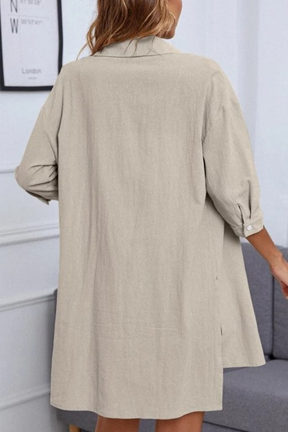 Levoire | Simplicité Décontractée Sac Simple Col Rabattu Manches Mi-Longues Deux Pièces