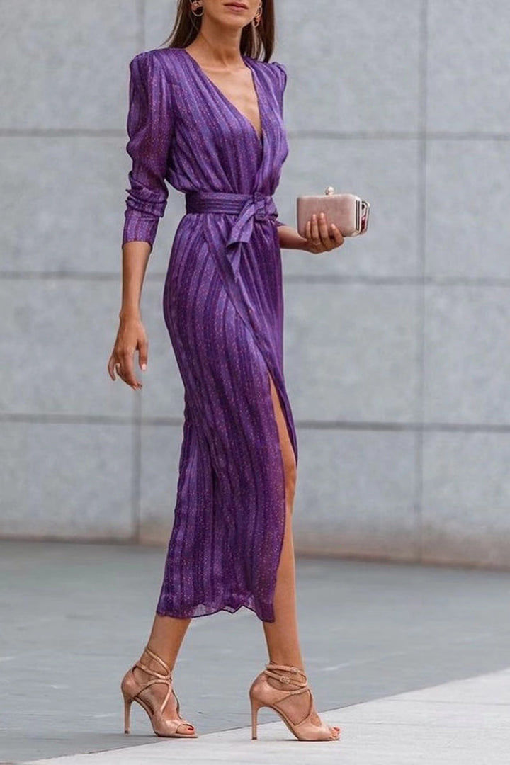 Levoire | Robe De Taille Asymétrique En Patchwork Rayé Élégant