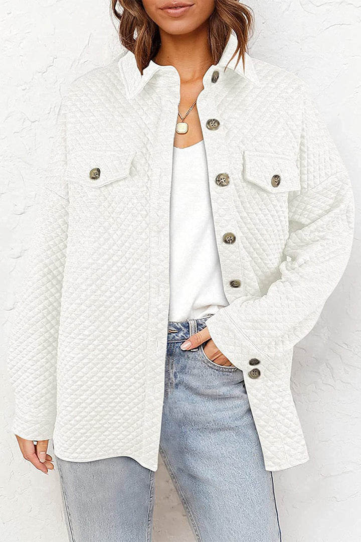 Levoire | Veste Décontractée Unie À Col Rabattu Avec Boutons Blanc