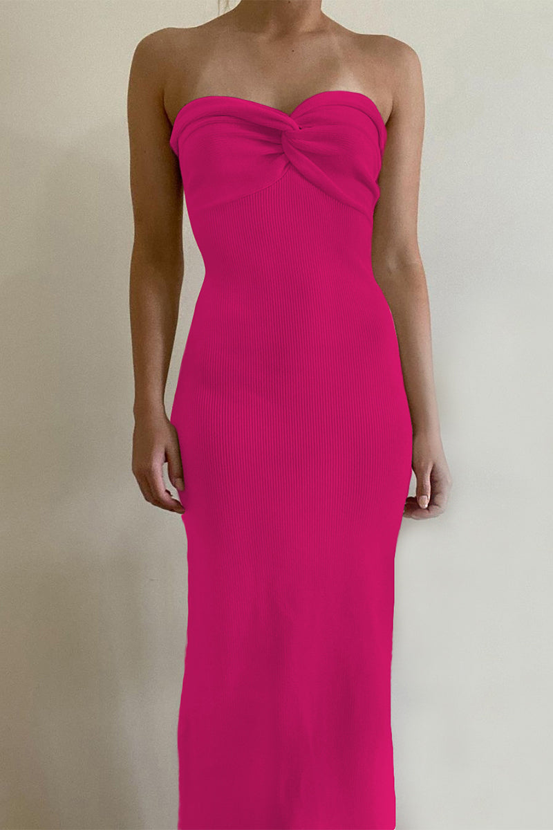 Levoire | Robe Sexy Solide Asymétrique Sans Bretelles À Une Étape Rosenrot