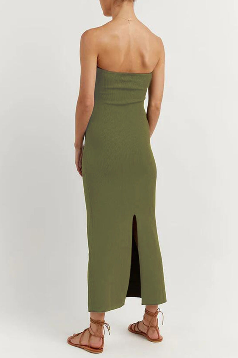 Levoire | Robe Sexy Solide Asymétrique Sans Bretelles À Une Étape