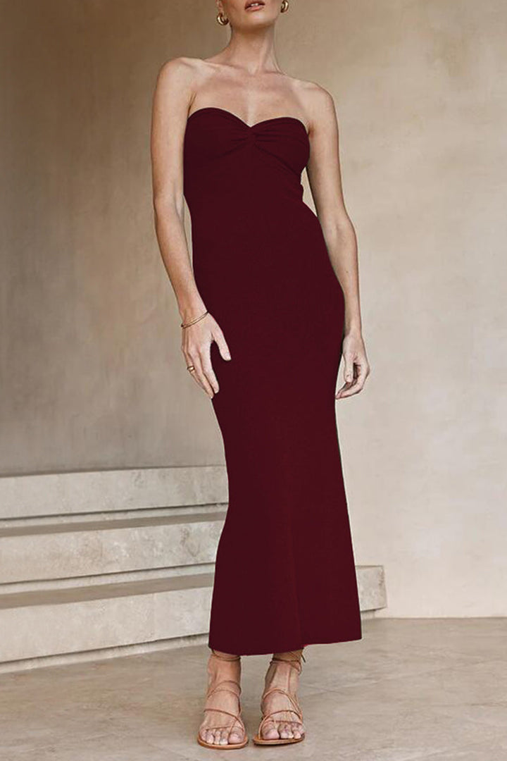 Levoire | Robe Sexy Solide Asymétrique Sans Bretelles À Une Étape