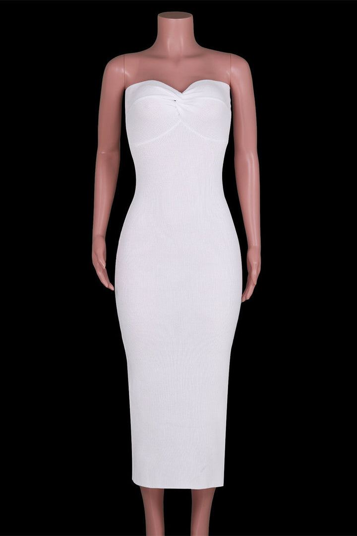 Levoire | Robe Sexy Solide Asymétrique Sans Bretelles À Une Étape