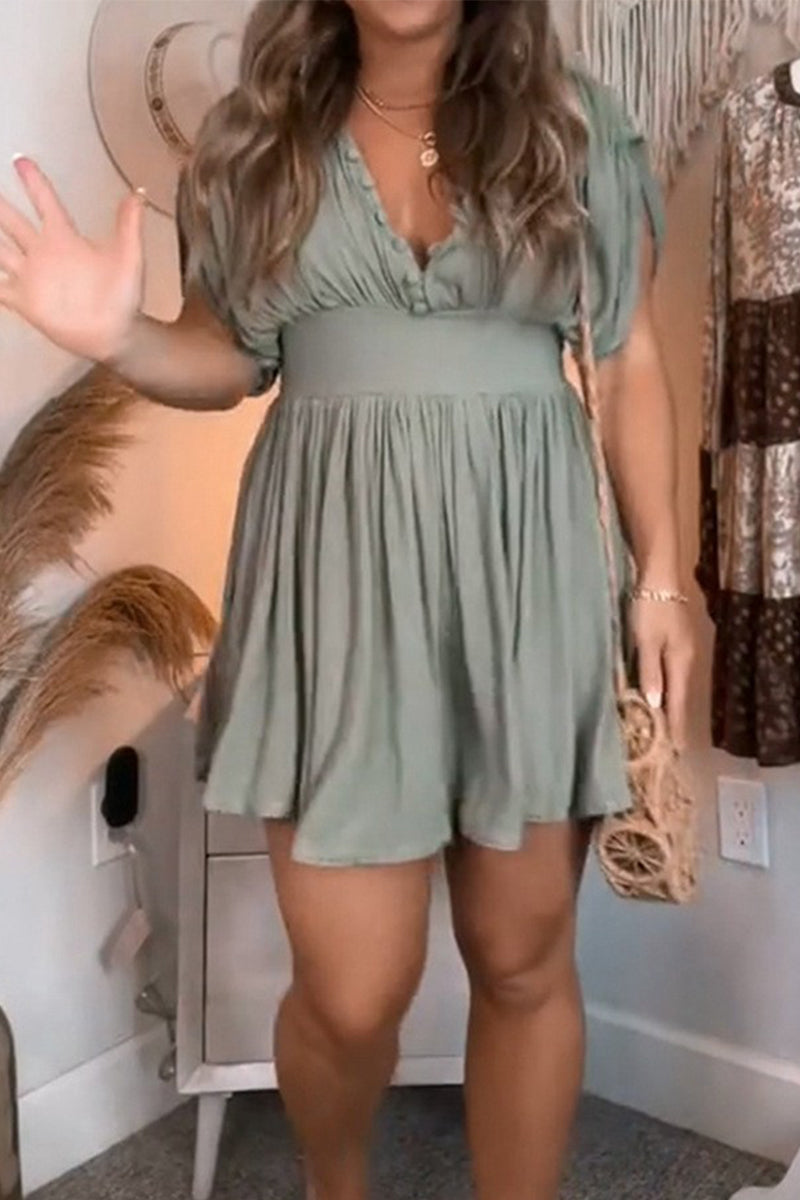 Levoire | Robe Mini À Col Plongeant Solide Sexy Vert