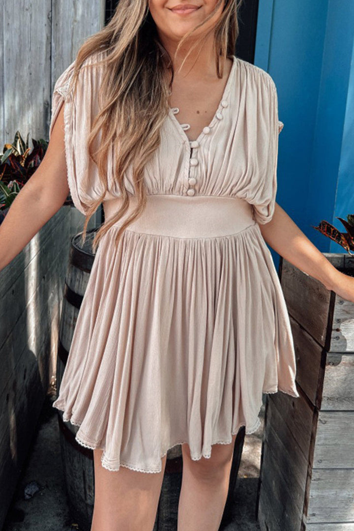Levoire | Robe Mini À Col Plongeant Solide Sexy Abricot