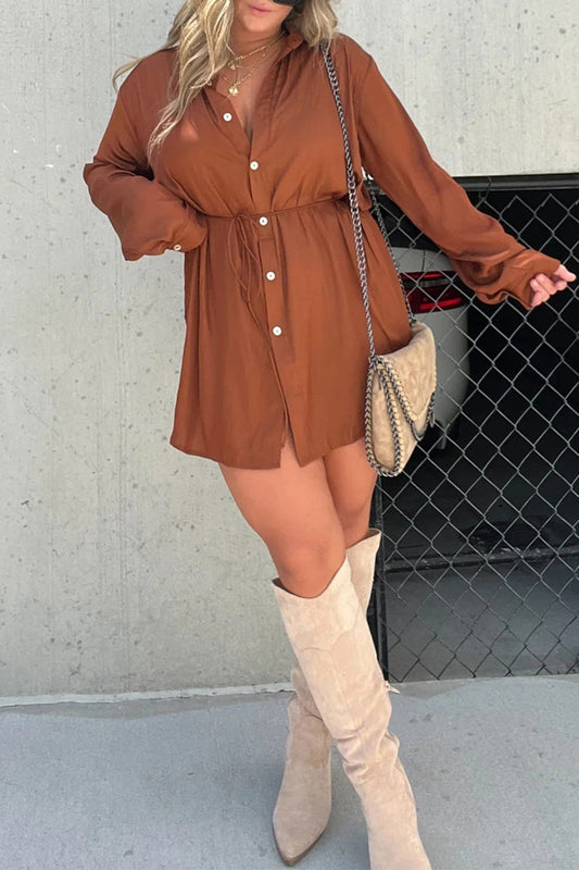 Levoire | Simplicité Décontractée Unicolore Frenulum Col À Revers Manches Longues Deux Pièces