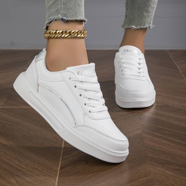 Levoire | Baskets En Cuir Pour Femmes Avec Des Détails Dorés/Argentés