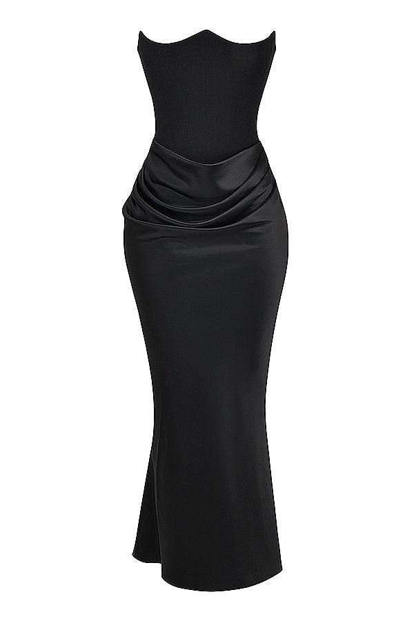 Levoire | Robe Maxi Corset Sans Épaules En Satin Pour Femmes