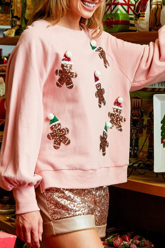 Levoire | Décontracté Doux Père Noël Paillettes Patch O-Cou Hauts