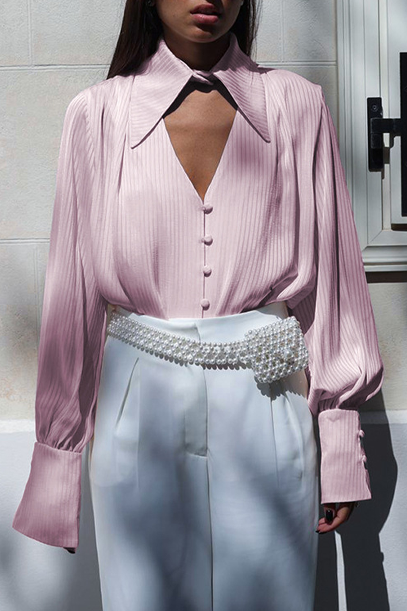 Levoire | Style Britannique Élégant Rayé Boutons Col Revers Hauts