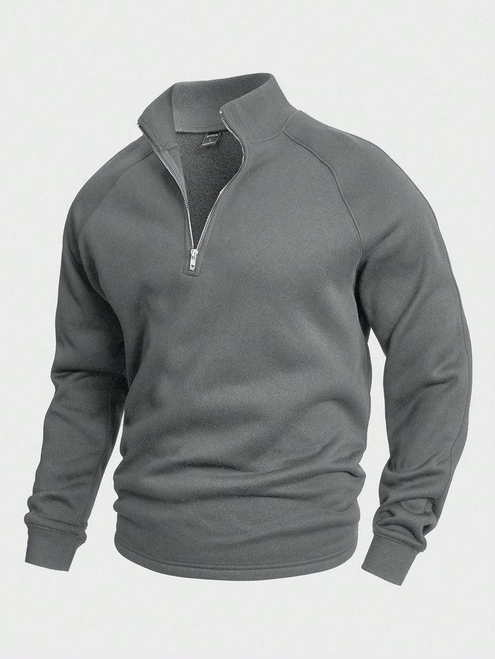 Levoire | Elégant Pull Mi-Long À Col Zippé Gris