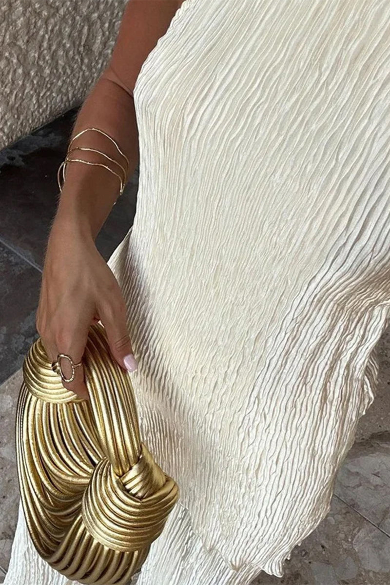 Levoire | Décontracté Simplicité Solide Plissée Asymétrique Halter Sans Manches Deux Pièces