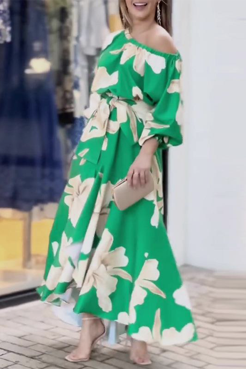 Levoire | Élégantes Florales Avec Nœud Col En Biais Robe Irrégulière Robes