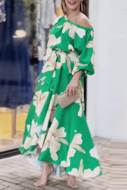 Levoire | Élégantes Florales Avec Nœud Col En Biais Robe Irrégulière Robes