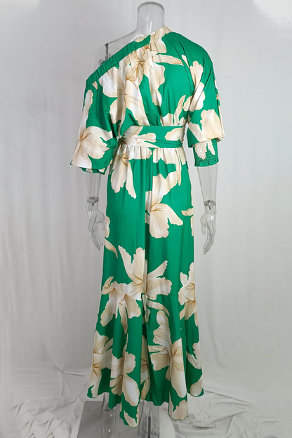 Levoire | Élégantes Florales Avec Nœud Col En Biais Robe Irrégulière Robes