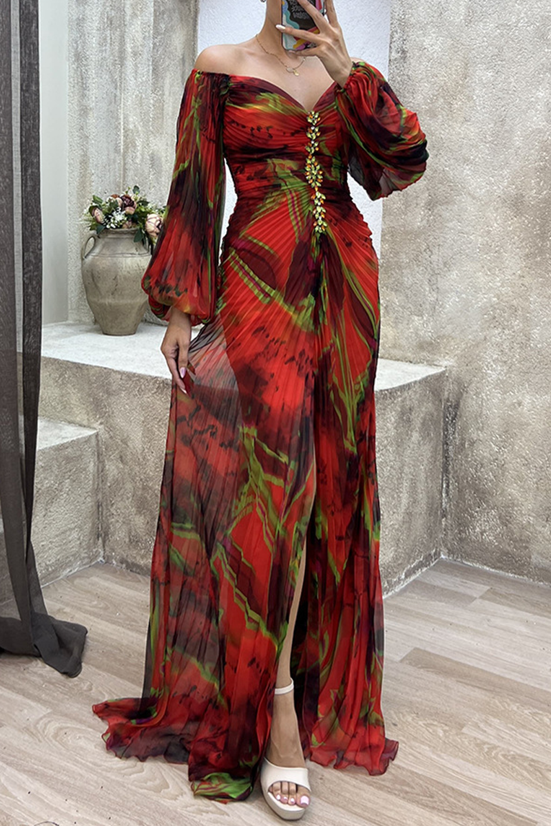 Levoire | Robe De Soirée À Encolure En V À Plis Avec Changement De Couleur Progressif Élégant