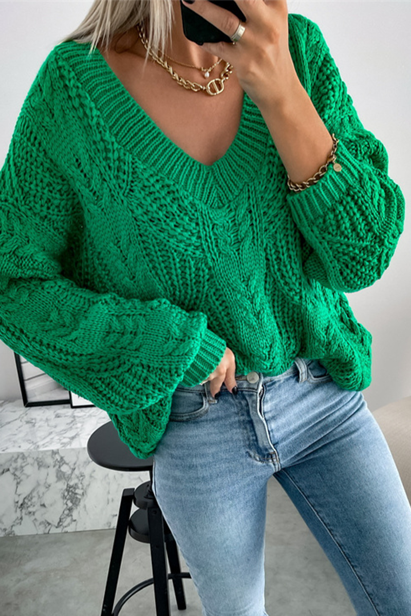 Levoire | Élégante Hauts Uni Découpé Tissé Décolleté Vert