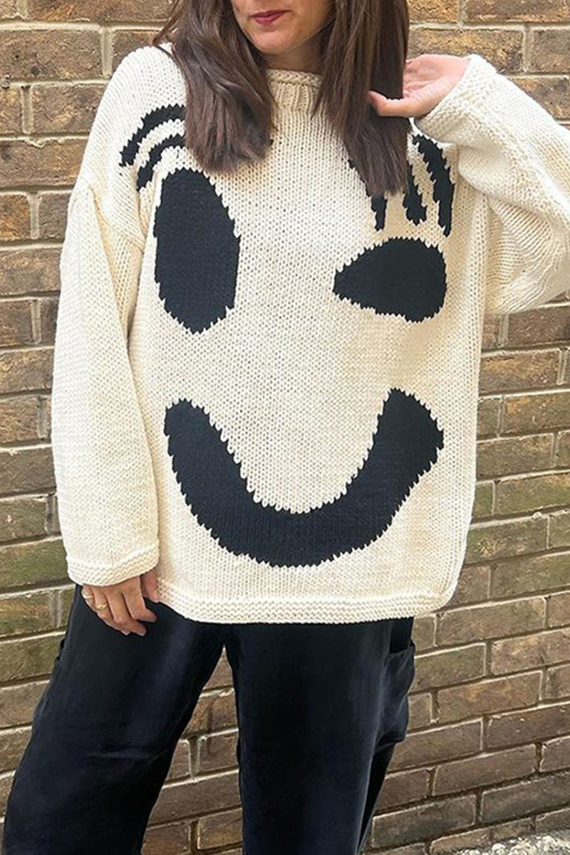 Levoire | Rento Smiley-Tricot Blanc carnaval