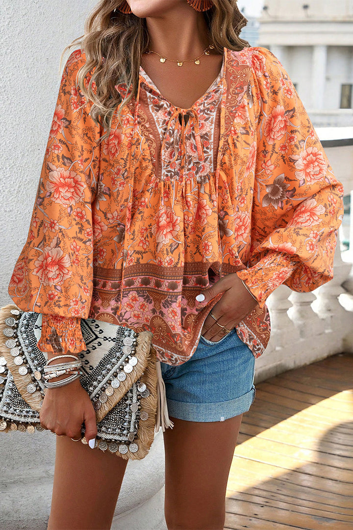 Levoire | Élégante Bandage Fleurs Col En V Tops