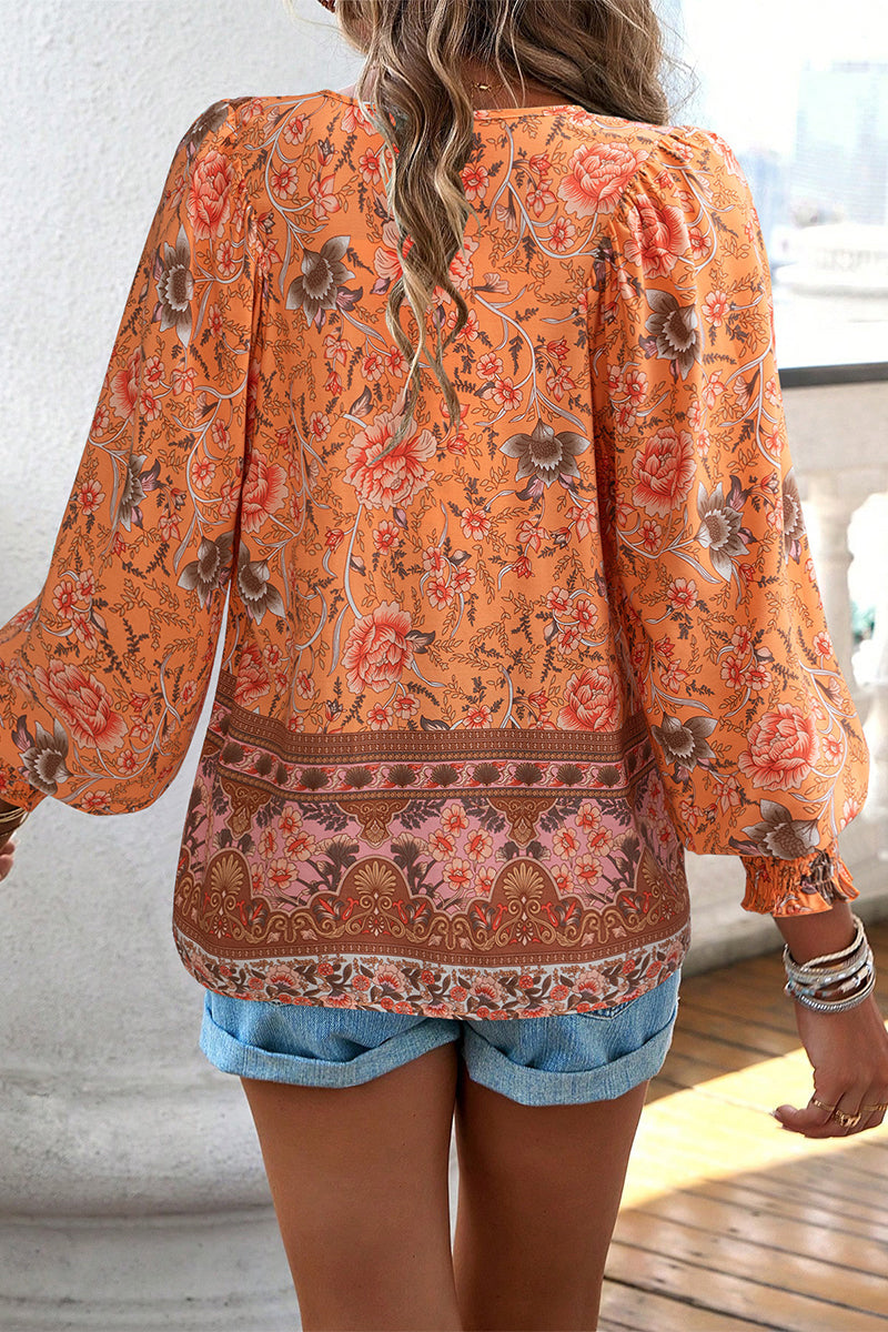 Levoire | Élégante Bandage Fleurs Col En V Tops